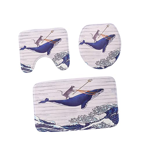 BUGUUYO Teiliges Japanisches Badezimmermatten Set mit Weichem Saugfähigem Badematten und Toilettensitzbezug rutschfest Dekorative Bodenmatte für Dusche und Wc BUGUUYO Teiliges Japanisches Badezimmermatten Set mit Weichem Saugfähigem Badematten und Toilettensitzbezug rutschfest Dekorative Bodenmatte für Dusche und Wc von BUGUUYO