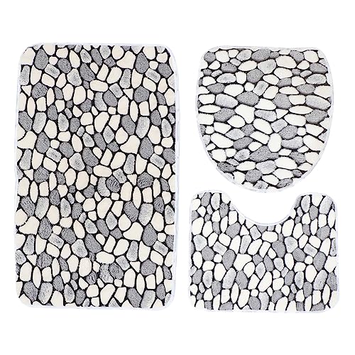 BUGUUYO Toilettenabdeckung Teppich Set Teilig rutschfeste und Saugfähige Badezimmermatte aus Korallensamt Wasserabsorbierend Weiße für Bad Schlafzimmer und Wohnzimmer BUGUUYO Toilettenabdeckung Teppich Set Teilig rutschfeste und Saugfähige Badezimmermatte aus Korallensamt Wasserabsorbierend Weiße für Bad Schlafzimmer und Wohnzimmer von BUGUUYO