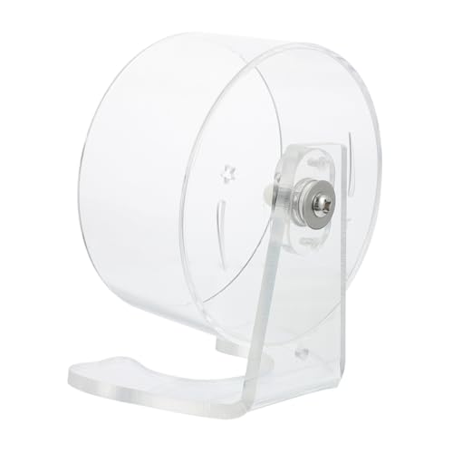 BUGUUYO Transparentes Hamsterrad mit Ständer Langlebiges Laufrad für Geräuscharmes Training von Hamstern Mäusen und Kleinen Nagetieren Fördert Gesunde Bewegung und Aktivität von BUGUUYO