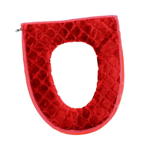 BUGUUYO Verdickte Weiche Toilettensitzauflage mit Reißverschluss Passend für Wc sitze Warmes Strapazierfähiges Sitzkissen Waschbar Komfortabel für Jahreszeiten Rot von BUGUUYO