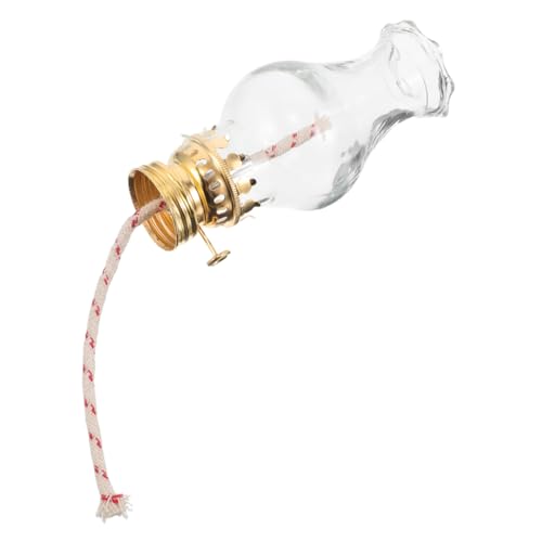 BUGUUYO Vintage Kerosene Lamp Zubehör Glas Öl Lampenschirm Hitzebeständig Klarer Glas Schornstein mit Metall Docht Halter Ersatz für Notbeleuchtung und Dekorationszwecke von BUGUUYO