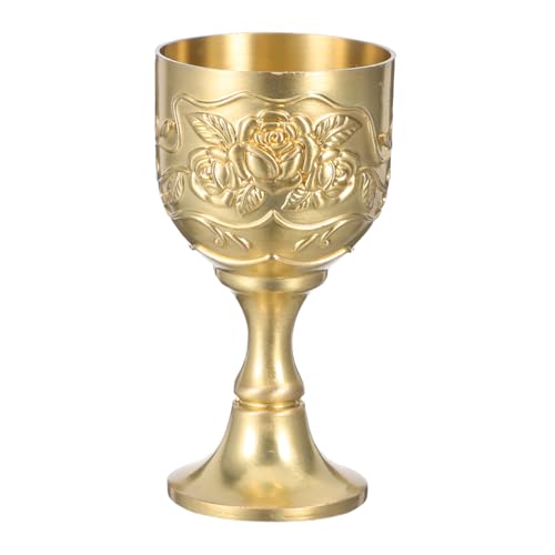 BUGUUYO Vintage Mittelalterlicher Metallkelch mit Blumenprägung Robuster für Hochzeitszeremonien und Festliche Anlässe Ergonomischer Hoher Stiel Langlebiger Trinkbecher aus Bronze BUGUUYO Vintage Mittelalterlicher Metallkelch mit Blumenprägung Robuster für Hochzeitszeremonien und Festliche Anlässe Ergonomischer Hoher Stiel Langlebiger Trinkbecher aus Bronze von BUGUUYO