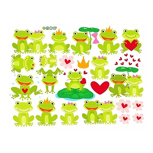BUGUUYO Wandtattoo Kinderzimmer Frosch Motiv Abnehmbar PVC Wandaufkleber für Schlafzimmer Wohnzimmer Grün Kreative Wanddeko für Glatte Oberflächen von BUGUUYO