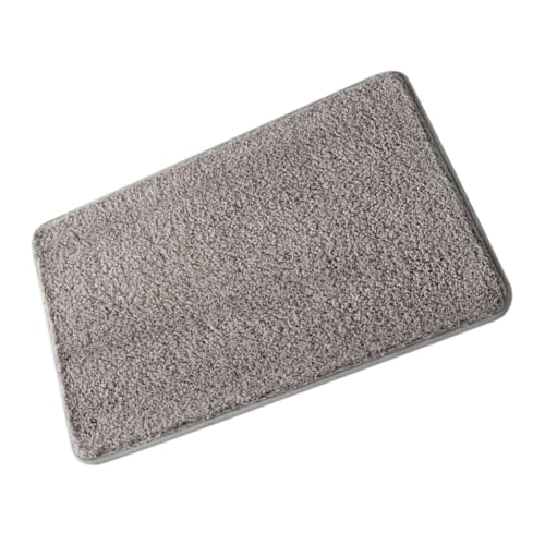 BUGUUYO rutschfeste Mikrofaser Badematte Saugfähiger Badezimmerteppich Waschbarer Badvorleger Strapazierfähiger Bodenmatte für Bad und Eingangsbereich Graue Langlebige Fußmatte von BUGUUYO
