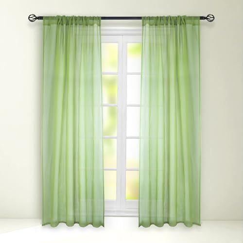 BUHUA Gardinen Vorhänge Leinenvorhang mit Kräuselband Transparent Schiebevorhänge Voile Halbtransparent Wohnzimmer Schlafzimmer Küche 2er Set H 225 x B 132cm Grün BUHUA Gardinen Vorhänge Leinenvorhang mit Kräuselband Transparent Schiebevorhänge Voile Halbtransparent Wohnzimmer Schlafzimmer Küche 2er Set H 225 x B 132cm Grün von BUHUA