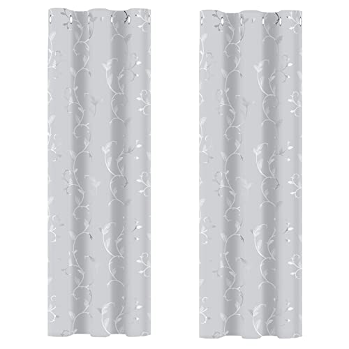 BUHUA Verdunkelungsgardinen mit Ösen, Thermo Gardinen Blickdicht Vorhänge, Verdunkelungsvorhänge Weinstock Muster Wohnzimmer, 2er Set H 137 x B 117 cm, Grau Weiß BUHUA Verdunkelungsgardinen mit Ösen, Thermo Gardinen Blickdicht Vorhänge, Verdunkelungsvorhänge Weinstock Muster Wohnzimmer, 2er Set H 137 x B 117 cm, Grau Weiß von BUHUA