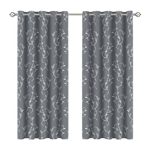 BUHUA 2er Set Verdunklungsvorhang Blickdicht Vorhang Gardinen Raumverdunkelung mit Ösen Thermogardine Ösenvorhang Verdunkelungsgardinen für Schlafzimmer Wohnzimmer, 137x168 cm, Hellgrau von BUHUA