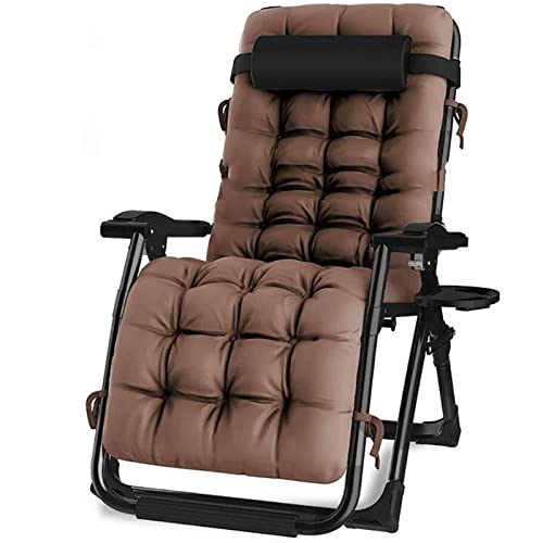 BUJOG Zero Gravity Chairs Übergroße, klappbare Liegestühle für die Terrasse, klappbarer Liegestuhl für die Terrasse, braun, 72 cm von BUJOG