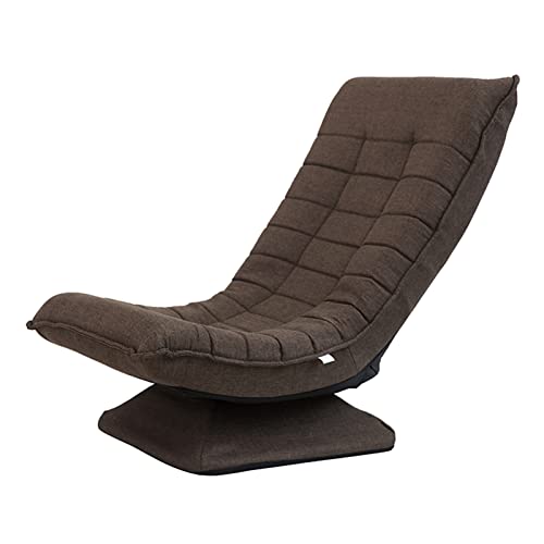 Sun Loungers Klappbarer Lounge-Stuhl, Verstellbarer Boden-Gaming-Stuhl, gepolsterter Liegestuhl mit 360-Grad-Drehfuß, Freizeit-Sofa-Stuhl, Lesestuhl für das Heimbüro (Farbe: Braun) von BUJOG