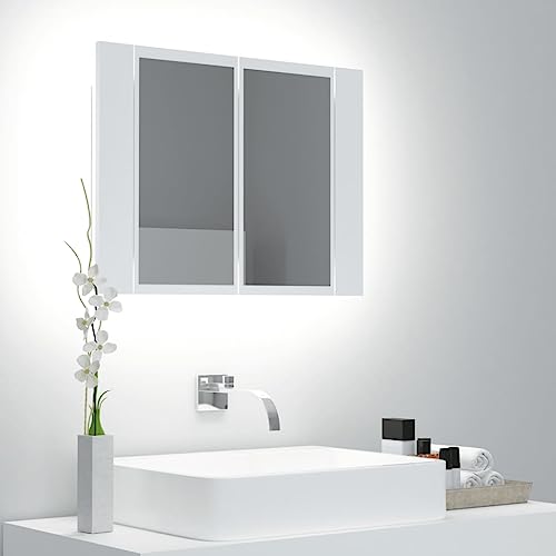 BUKSCYJS Badezimmer Schrank,Bathroom Cabinetled-Bad-Spiegelschrank Weiß 60x12x45 cm Acrylgeeignet FüR Wohnzimmer, Esszimmer, Badezimmer, Eingang, Toilette, Empfangsraum von BUKSCYJS