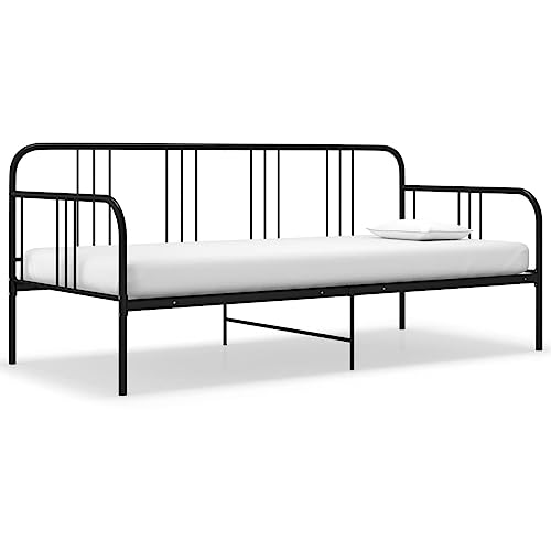 BUKSCYJS Bettrahmen,Bettlattenrost,Plattformbett,Schlafsofa Bettgestell Schwarz Metall 90x200 cmGeräuschlos, einfache Installation, geeignet für Schlafzimmer von BUKSCYJS