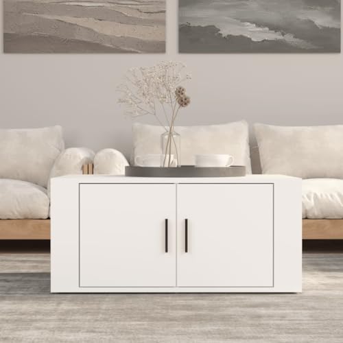 BUKSCYJS Kleiner Couchtisch,Truhentisch Couchtischcouchtisch Weiß 80x50x36 cm Holzwerkstoffgeeignet FüR Wohnzimmer, Neben Dem Sofa, Arbeitszimmer, Konferenzraum von BUKSCYJS