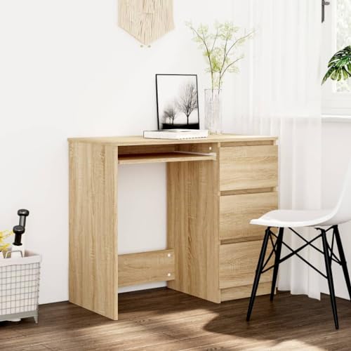 BUKSCYJS Kleiner Schreibtisch,Eck Schreibtischschreibtisch Sonoma-Eiche 90x45x76 cm Holzwerkstoffgeeignet FüR Wohnzimmer, Schlafzimmer, BüRo, Besprechungszimmer, Arbeitszimmer von BUKSCYJS