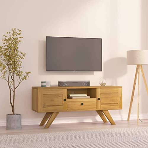 BUKSCYJS Tv Schrank Hochglanz,Lowboard Wohnzimmertv-Schrank 110x30x50 cm Massivholz Teakgeeignet FüR Arbeitszimmer, Wohnzimmer,Schlafzimmer, Empfangsraum, Badezimmer von BUKSCYJS