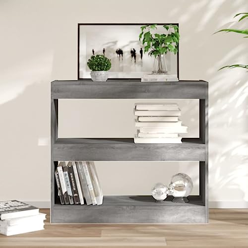 BUKSCYJS kleines bücherregal,eckregal hängendBücherregal/Raumteiler Grau Sonoma 80x30x72 cmGeeignet für Schlafzimmer, Arbeitszimmer, Wohnzimmer, Büro, Empfangsraum von BUKSCYJS