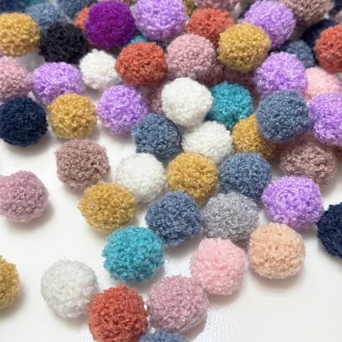 100 Stück Bunte Pompons zum Basteln, Bunt Mini Pompons, 8 Farben Flauschigen Plüsch Bälle, Mini Filzkugeln Bunt, Kleine Bommeln, Ponponbälle für Lustige DIY Kreative Handwerk (20mm) von BUKYCAT