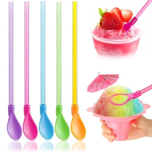 15 Piezas Pajitas Cucharas Reutilizable, 2 en 1 Cuchara de Paja de Colores, Cucharas de Pajilla de Plástico, Coloridas Pajitas para Bebidas Frías Juice Coffee Cóctel von BUKYCAT