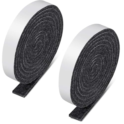 2 Rollen Filzgleiter Selbstklebend (200cm * 3cm), Starke Filzstreifen Stühle und Möbelfüße, 5 mm Dicker Filzstreifen Filzband, Schneiden Sie Jede Form, Schwarze, für Stühle, Bodenschutz, Grau von BUKYCAT