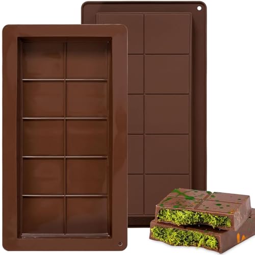2 Stück Schokoladenform Silikon Tief, Extra Tief Schokolade Form, Schokoladentafel Tiefe Schokoladenform, Dubai Schokolade Form für Schokolade Praline Süßigkeiten (B) von BUKYCAT