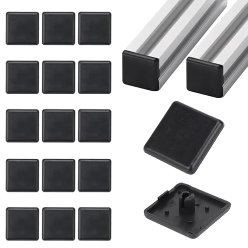 20 Stück Endkappen Aluprofil 40x40 mm, Aluminium Profil Endkappe, Kunststoff Schutzkappen alu Profil für Alu-Konstruktionsprofil, Profil-Endkappe, Profil-Abdeckkappe (Schwarz, 40 * 40mm) von BUKYCAT