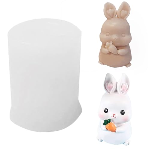 3D Hase Kerzenform Silikon, Silikonform mit Osterhasen,3D Hase Form Silikonform, 3D Hase Form Silikon Backform, Ostern Kaninchen Silikonform für Fondant, Kuchen, Schokolade, DIY 3D Hase Kerzen (B) von BUKYCAT