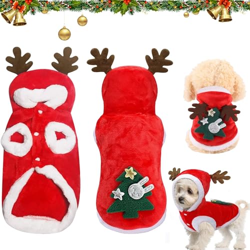 Weihnachten Haustier Kleidung, Hundekostüm Weihnachte, Haustier-Elch-Weihnachtskostüm, Weihnachten Katzen Kleidung, Pet Hoodies warme Hundemantel für Katzen Hunde Schnauzer Teddy Pudel Chihuahua (M) von BUKYCAT