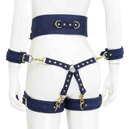 BUKYYY BDSM Spielzeug Oberschenkel und Handfesseln Sex Lederfessel Bondage Fesseln Fesselset Handschellen SM Set Bettfesseln Fussfesseln Handcuffs BDSM Erotik Fessel Sexspielzeug für Paare,C von BUKYYY