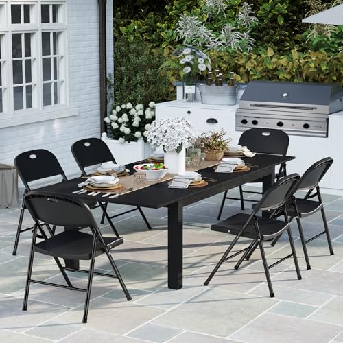 6er Set Gartenstuhl Klappstühle, Stapelbare Stühle für Garten Balkon Camping Esszimmer Konferenz, Gartenstühle Stapelbar, Campingstuhl Faltbar 200kg Klappstuhl, Schwarz von BULAGE
