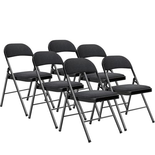 6er Set Gartenstühle Stapelstuhl mit Langlebiger Stahlrahmen, Gartenmöbel und Balkonmöbel, Zuhause und Büro Klappstuhl Schwarz, Campingstuhl Esszimmerstühle von BULAGE