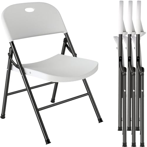 BULAGE Gartenstühle 4er Set Campingstuhl, Metallstühle mit bequemer Rückenlehne und stabilem Stahlgestell, Klappstuhl für Heim und Büro, Stühle für Indoor und Outdoor Events, Weiß BULAGE Gartenstühle 4er Set Campingstuhl, Metallstühle mit bequemer Rückenlehne und stabilem Stahlgestell, Klappstuhl für Heim und Büro, Stühle für Indoor und Outdoor Events, Weiß von BULAGE