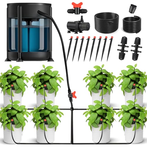 Bewässerungssystem, Automatische Bewässerung mit 25-Watt Wasserpumpe und 50-Liter Eimer,Niedrigwassersensor Bewässerungssystem für Garten Balkon Zimmerpflanzen Tröpfchenbewässerung von BULAGE