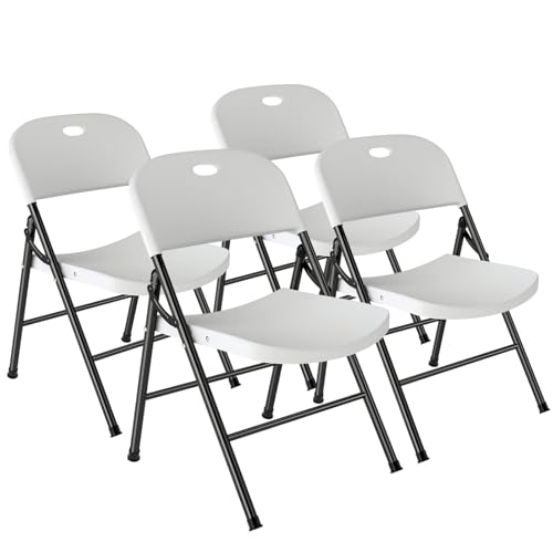 Gartenstühle 4er Set Stapelstuhl Camping Stapelbar Klappbar Terrassenstuhl Outdoor stühle für Gärten Innenhöfe Balkon Restaurants, Metall Gartenstuhl bis 180 kg Belastbar mit großer Rückenlehne von BULAGE