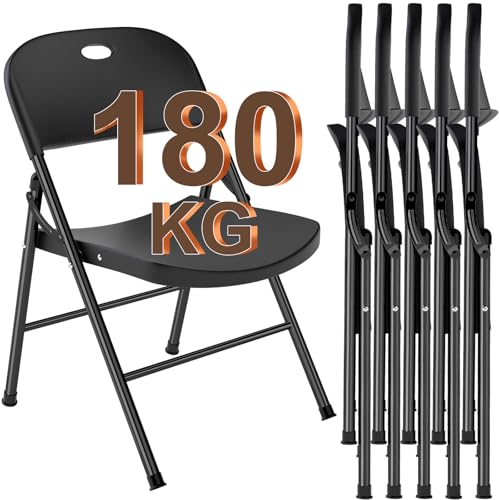 klappstühle 6er Set, Gartenstuhl Klappbar mit Verstärktem Stahlrahmen für Garten Balkon Essen Party, Klappstuhl Alu Balkonstuhl Outdoor Campingstuhl, Gartenstühle Stapelbar bis 180 kg Belastbar von BULAGE