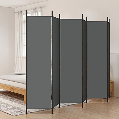 6-TLG. Paravent, BULANED Raumteiler, Trennwand, Sichtschutz, Room Divider, Umkleidekabine, Raumabtrennung, Raum Teiler, Faltwand, Anthrazit 300x200 cm Stoff von BULANED