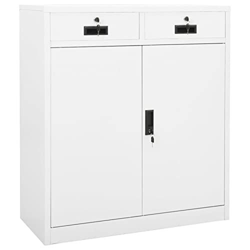 BULANED Büroschrank, Aktenschrank, Werkzeugschrank, Metallschrank, Stahlschrank, Kellerschrank, Universalschrank, Lagerschrank, Weiß 90x40x102 cm Stahl von BULANED