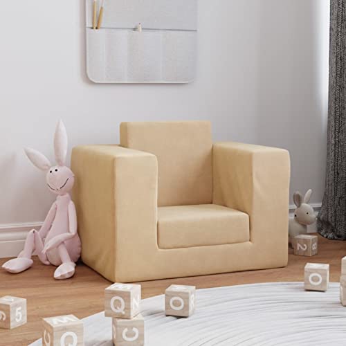 BULANED Kindersofa, Mini Sofa, Sofa Klein, Kindercouch, Couch, Kleine Couch, Kinderzimmer Möbel, Kuschelecke, Mini Sofa for Kids, Creme Weich Plüsch von BULANED