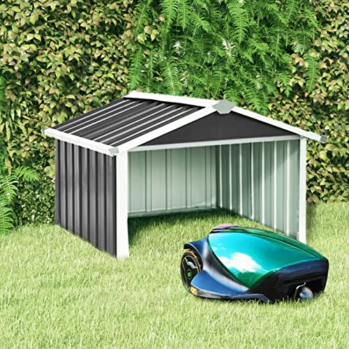 BULANED Rasenmäher Garage, Mähroboter Garage, Garage Für Mähroboter, Überdachung Für Mähroboter, Unterstand Überdachung, Mähroboter Haus, 92x97x63 cm Verzinkter Stahl Anthrazit von BULANED