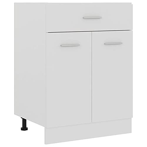 BULANED Schubunterschrank, Küchenunterschrank, Küchenschränke, Küchenmöbel, Unterschrank, Kitchen Furniture, Weiß 60x46x81,5 cm Spanplatte von BULANED