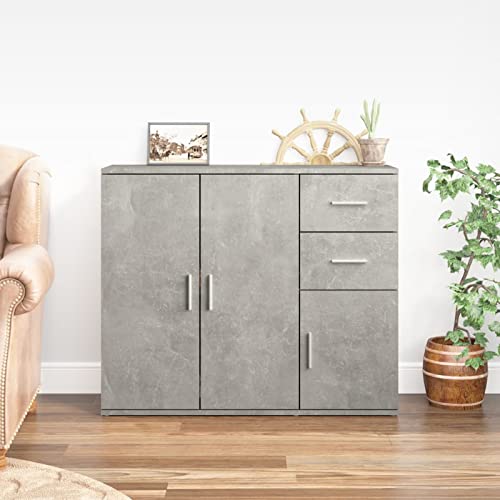 BULANED Sideboard, Flurschrank, Kommode Schlafzimmer, Sideboard Wohnzimmer, Flur Kommode, Beistellschrank, Kommodenschrank, Betongrau 91x29,5x75cm Holzwerkstoff von BULANED