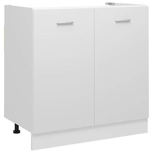 BULANED Spülenunterschrank, Spülenschrank, Unterschrank, Küchenunterschränke, Küchenunterschrank, Spülschrank, Weiß 80x46x81,5 cm Spanplatte von BULANED