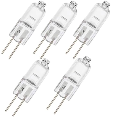 BULBEAWICK 24V G4 Beleuchtung Halogen G4 24V 10W T3 20 Watt Bi-Pin Glühbirne 35W (5er Pack) für Unterschrank Puck Licht, Kronleuchter, Schienenbeleuchtung 24 von BULBEAWICK