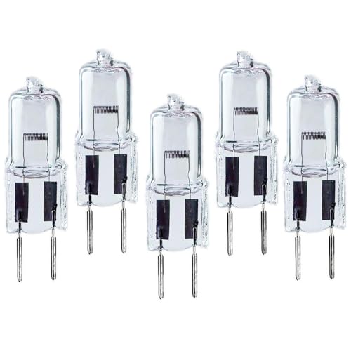 BULBEAWICK GY6.35 Doppelstiftsockel 24 Volt Klare Glühbirne T4 Dimmbare G6.35 Halogenlampen 24V-75W 5STK von BULBEAWICK