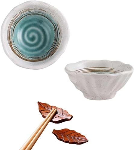 Dipschalen, Saucenschale, Stil 2er-Pack Saucenschalen for Dippen, Sushi-Sojasaucenschale in Blumenform, kleine Dip-Sauce-Schalen mit Essstäbchenhalter-Himmel-2er-Set ( Color : Green Ink , Size : Set o Dipschalen, Saucenschale, Stil 2er-Pack Saucenschalen for Dippen, Sushi-Sojasaucenschale in Blumenform, kleine Dip-Sauce-Schalen mit Essstäbchenhalter-Himmel-2er-Set ( Color : Green Ink , Size : Set o von BULINO