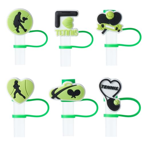 6 Stück Tennis-Stroh-Abdeckkappen für Stanley-Becher-Zubehör, 10 mm, niedlicher schwarzer Trinkhalm-Aufsatz für 1,2 l / 850 ml Stanley-Becher, staubdichte, wiederverwendbare Strohhalm-Spitzen, 6 Stück Tennis-Stroh-Abdeckkappen für Stanley-Becher-Zubehör, 10 mm, niedlicher schwarzer Trinkhalm-Aufsatz für 1,2 l / 850 ml Stanley-Becher, staubdichte, wiederverwendbare Strohhalm-Spitzen, von BULKITEM