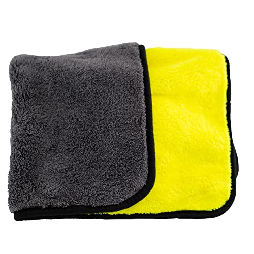 BULLETPROOF ELEMENTS® POLISHX Microfasertuch 40x40cm 800gsm Auto Tuch, Autoreinigung, Zweifarbig, Grau Gelb Neon von BULLETPROOF ELEMENTS