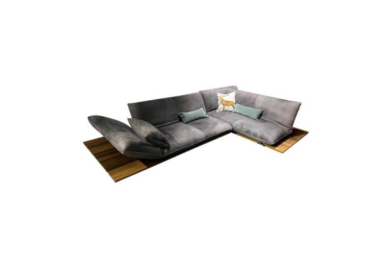 BULLFROG Ecksofa Ecksofa Akito Leder Crazy Nubuk 2510 73 Graphit Grau Plateau von BULLFROG
