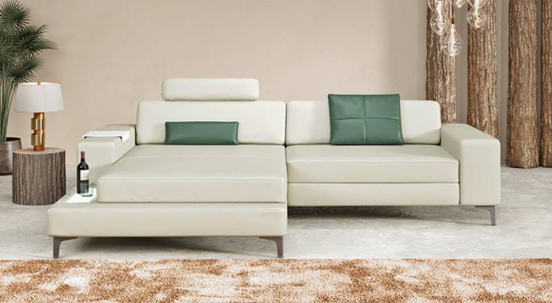 BULLHOFF Ecksofa Ecksofa Leder Eckcouch L-Form Designsofa LED Wohnlandschaft Leder Sofa Couch XXL Mint Grün Creme »MÜNCHEN IV« von BULLHOFF, Made in Europe von BULLHOFF