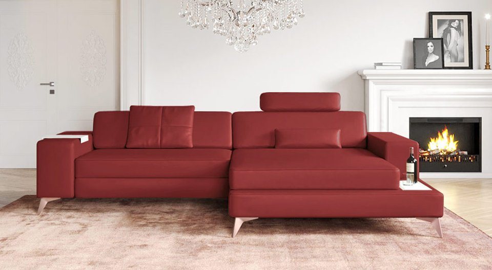 BULLHOFF Ecksofa Leder Ecksofa Eckcouch L-Form Designsofa LED Wohnlandschaft Leder XXL Sofa Couch Cognac Braun »MÜNCHEN IV« von BULLHOFF, Made in Europe von BULLHOFF