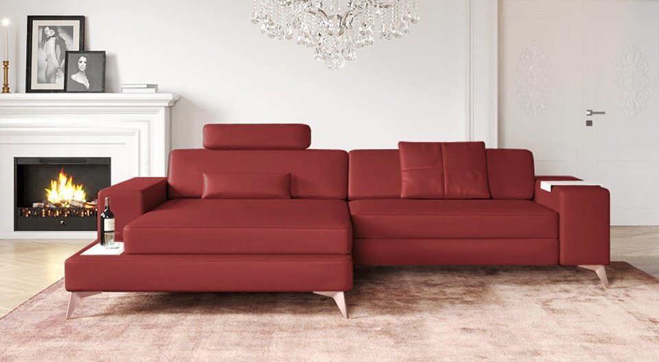 BULLHOFF Ecksofa Leder Ecksofa Eckcouch L-Form Designsofa LED Wohnlandschaft Leder XXL Sofa Couch Cognac Braun »MÜNCHEN IV« von BULLHOFF, Made in Europe von BULLHOFF