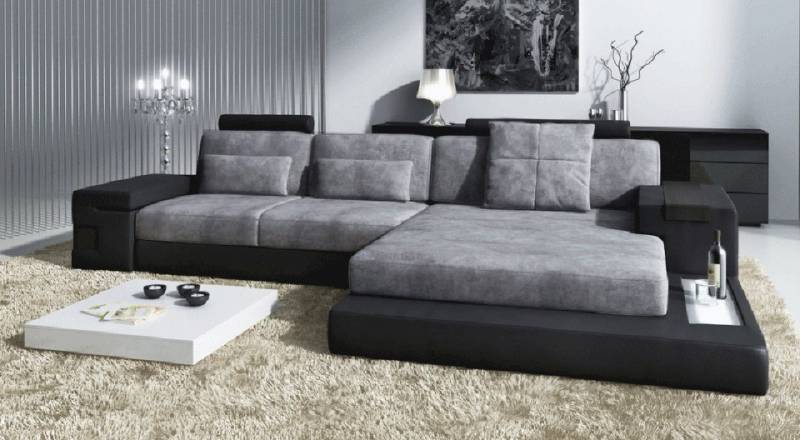 BULLHOFF Ecksofa Wohnlandschaft Ecksofa Leder/Stoff Designsofa L-Form Eckcouch LED Sofa Couch XXL Ottomane weiß grau »HAMBURG III« von BULLHOFF, made in Europe, das ORIGINAL"" von BULLHOFF